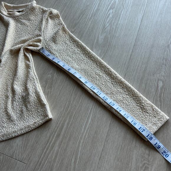 Shein Poeselle Shirt Womens Medium White Gold Glittery Sparkly Long Sleeve - Picture 9 of 14